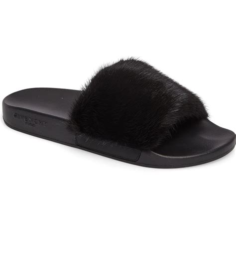 givenchy grey fur slides|givenchy sandals size 35.